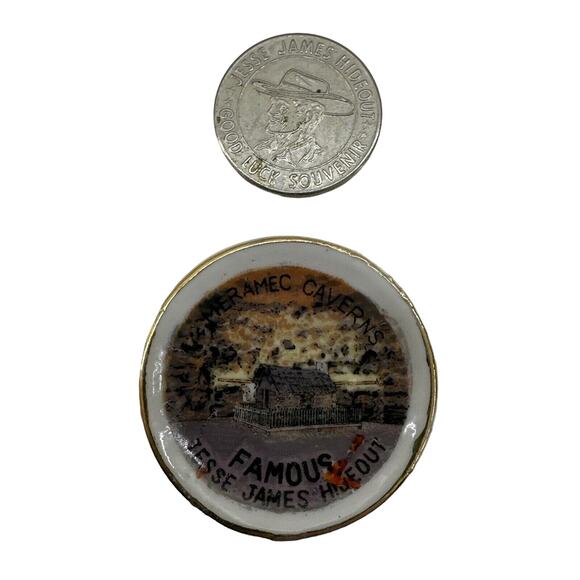 Stanton Missouri Jesse James Hideout Meramec Caverns Good Luck Token & Plate - Picture 1 of 2